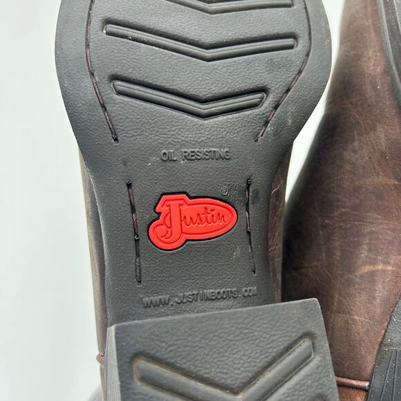 Justin Men’s Stampede Cowboy Boots Western Purple Leather Size 10 EE Extra Wide - Picture 10 of 10